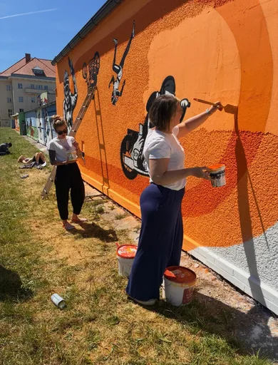 Mural na zdi areálu TJ Sokol Pardubice